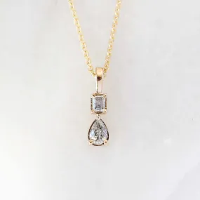 0.30ct Emerald Cut and Pear Diamond Toi Et Moi Necklace