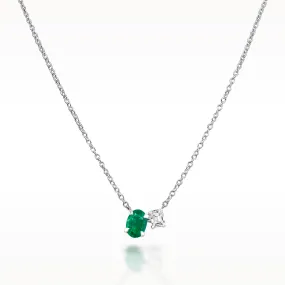 0.82ct Emerald And Diamond White Gold Necklace