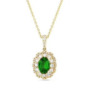 0.84Ct Emerald 16"pendant Necklace In 14K Yellow Gold