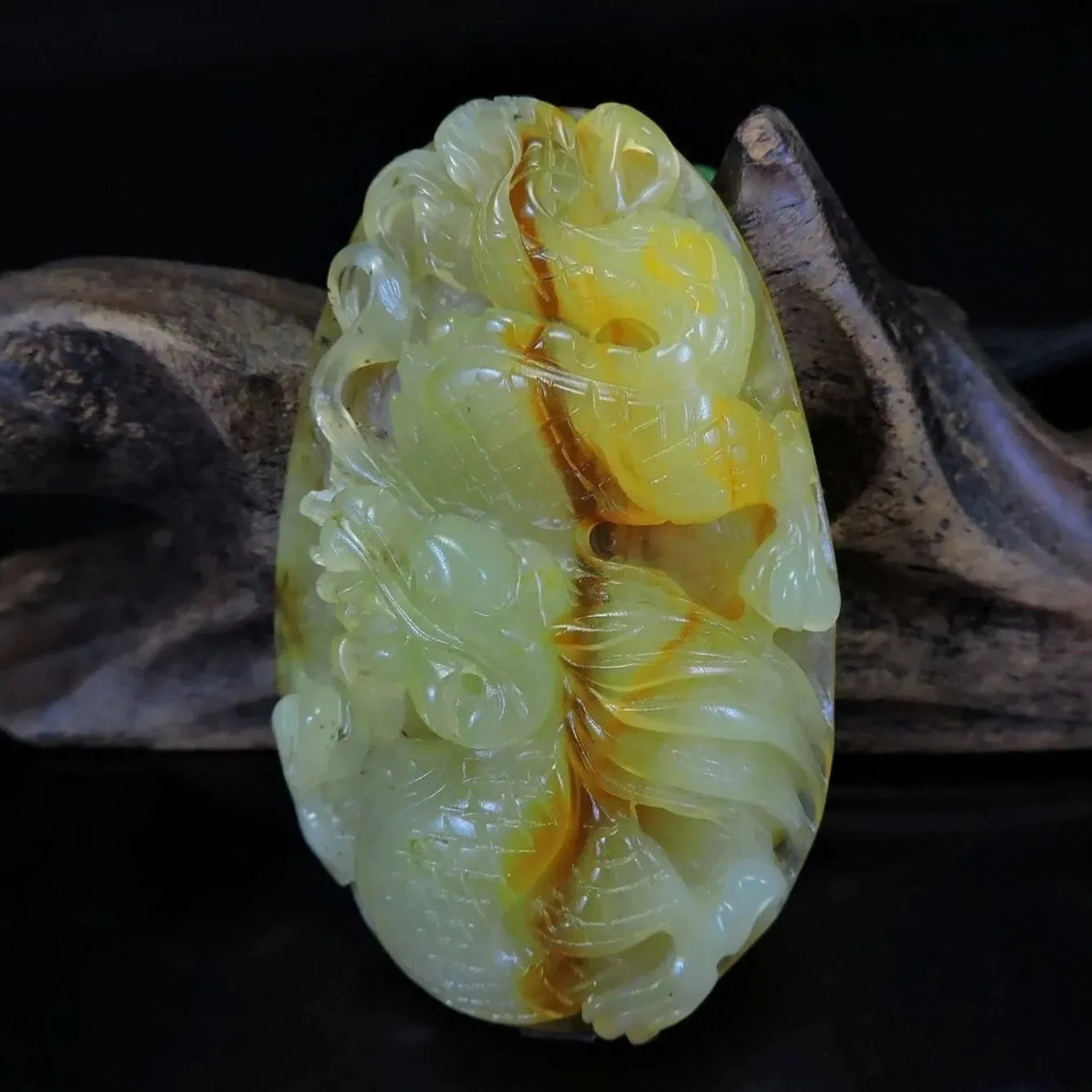 100% Natural Hand-Carved Jade Pendant Jadeite Necklace Dragon