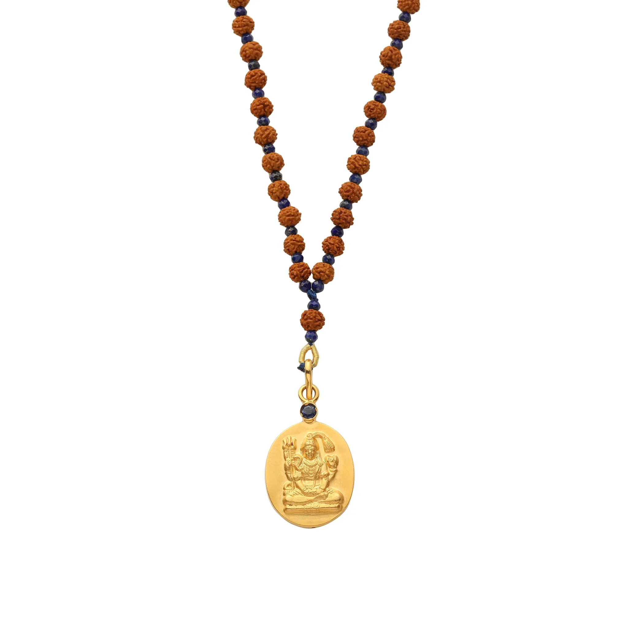 108 Rudraksha with Blue Sapphire Shiva Istha Devata Necklace