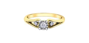 10K Yellow/White Gold Diamond Engagement Ring with Shoulder Stones