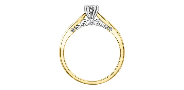 10K Yellow/White Gold "ILLUMINAIRE" Solitaire with Accent Stones Engagement Ring