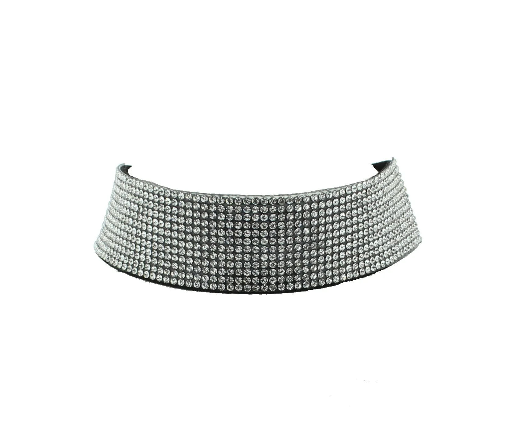 12 Row Diamante Stone Velvet Choker