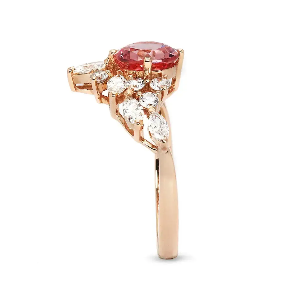 1.36 Ct. Pink Lab-Grown Sapphire Ring w/ Lab-Grown Diamonds, Rose Gold