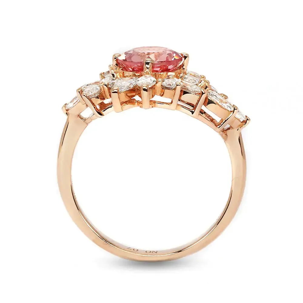 1.36 Ct. Pink Lab-Grown Sapphire Ring w/ Lab-Grown Diamonds, Rose Gold