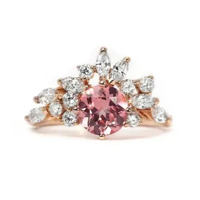 1.36 Ct. Pink Lab-Grown Sapphire Ring w/ Lab-Grown Diamonds, Rose Gold