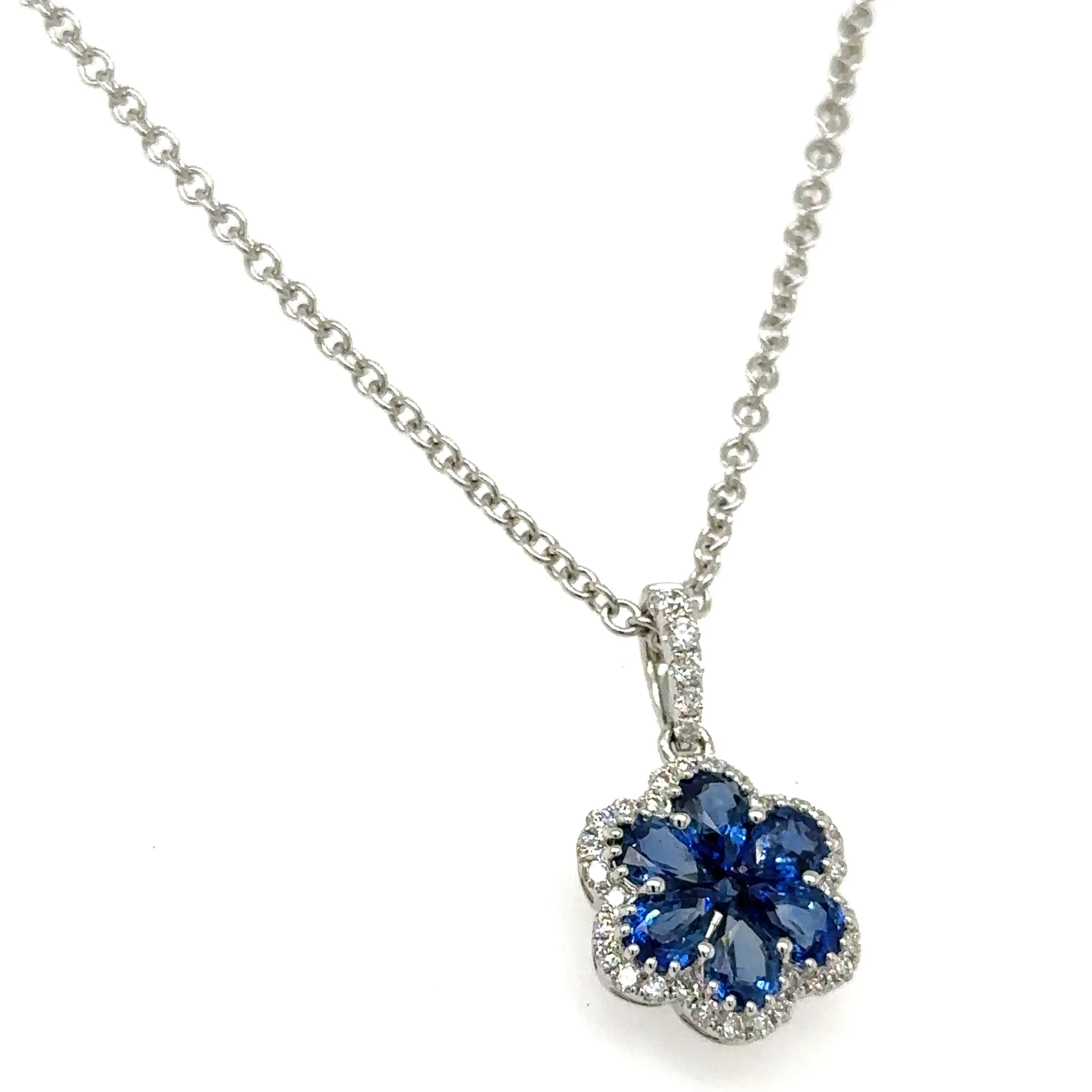 1.46ct tw Royal Blue Sapphire and Diamond Pendant Necklace