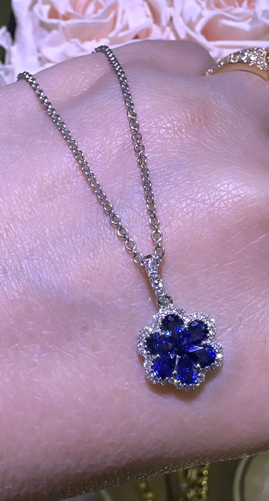 1.46ct tw Royal Blue Sapphire and Diamond Pendant Necklace