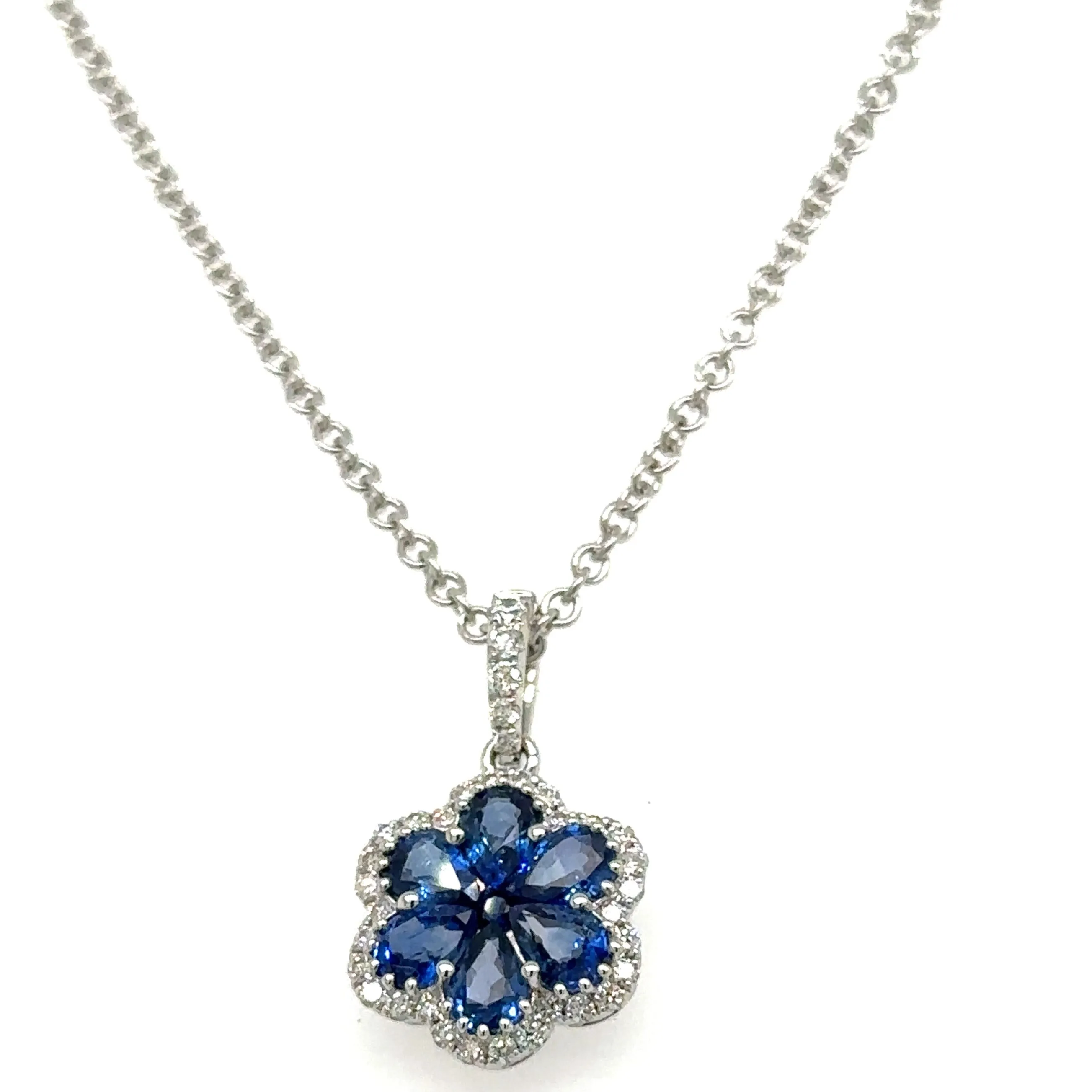 1.46ct tw Royal Blue Sapphire and Diamond Pendant Necklace