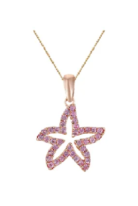 14k 15mm Starfish Pendant with 39 Pastel Pink Sapphires