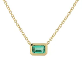 14K Gold Bezel Emerald Necklace