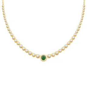 14K GOLD DIAMOND EMERALD STELLA NECKLACE