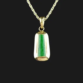 14K Gold Geometric Jade Pendant Necklace