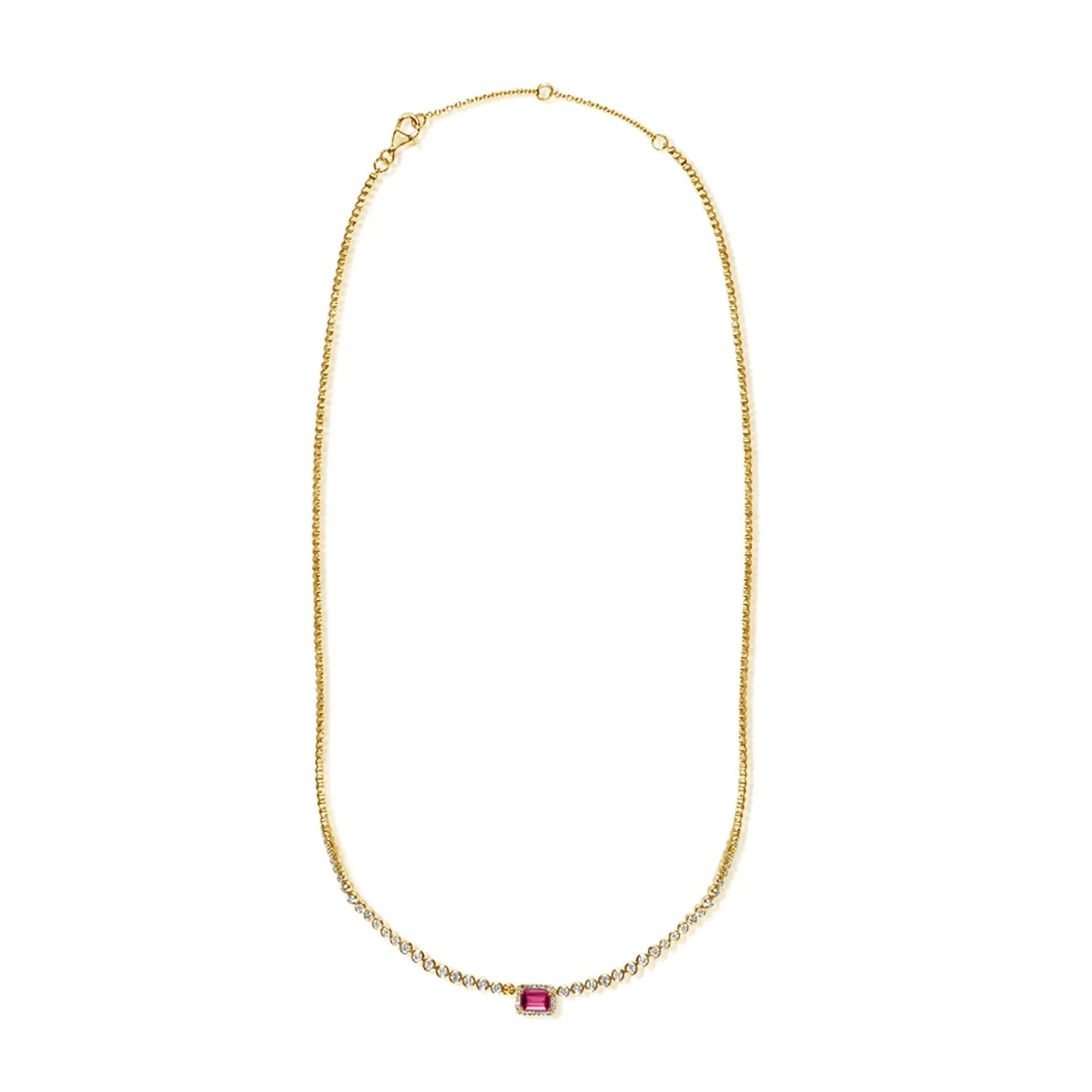 14K Gold Pink Sapphire & Diamond Necklace