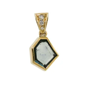 14k Gold Portrait Montana Sapphire x Diamond Pendant