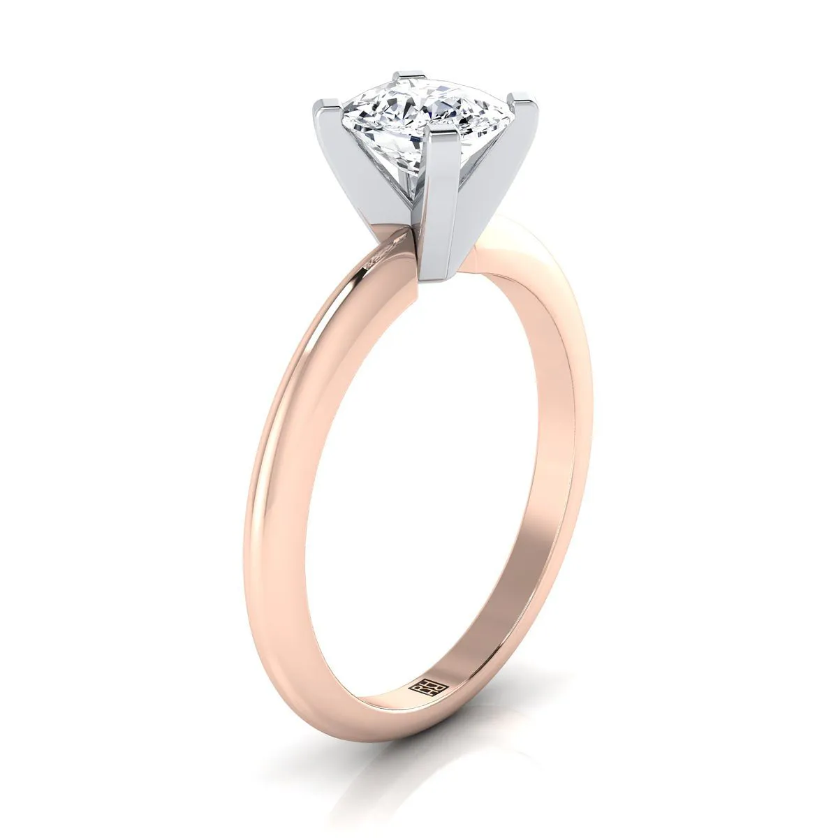 14K Rose Gold Cushion  Classic Low Base Solitaire Engagement Ring