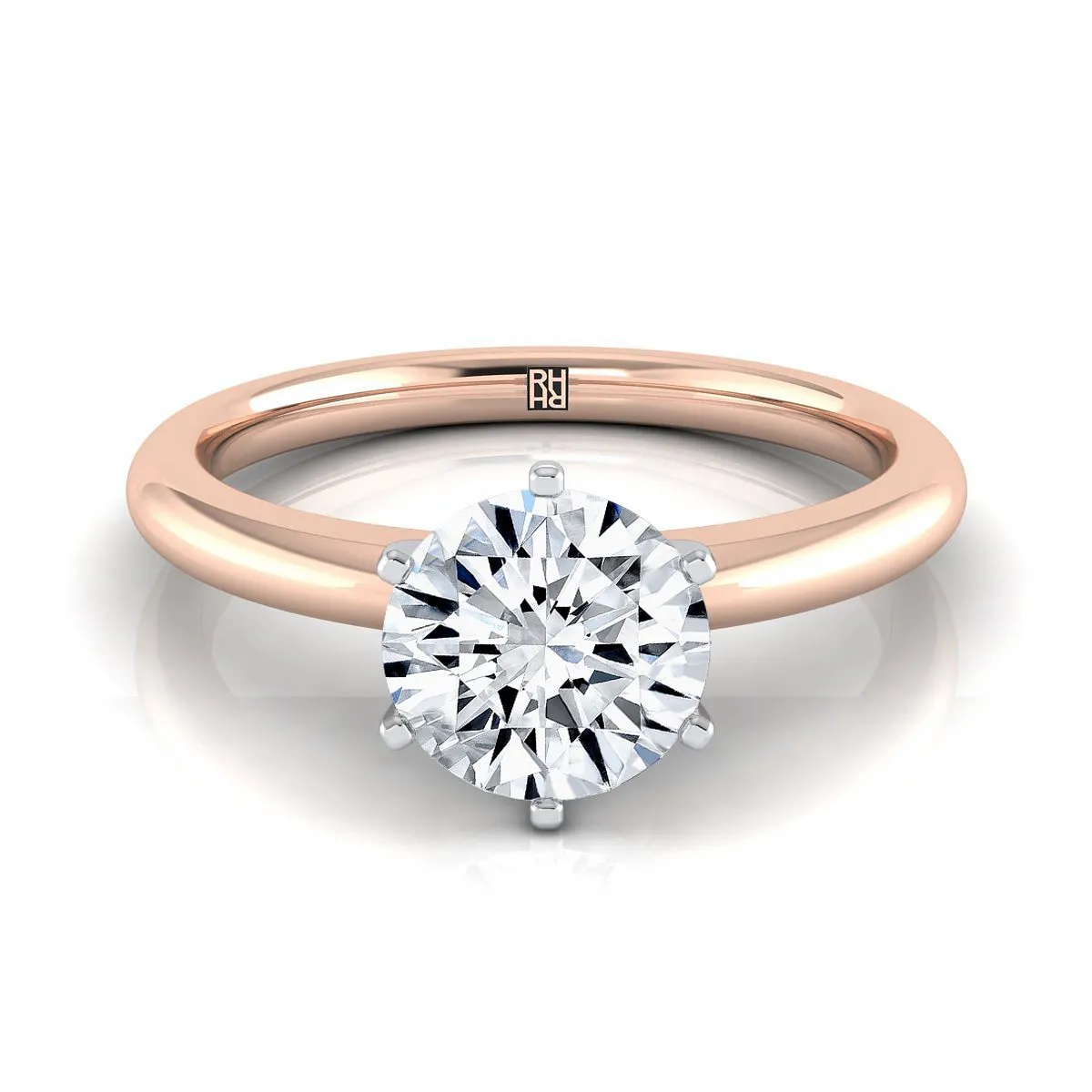 14K Rose Gold Round Brilliant  Timeless Comfort Fit Engagement Ring