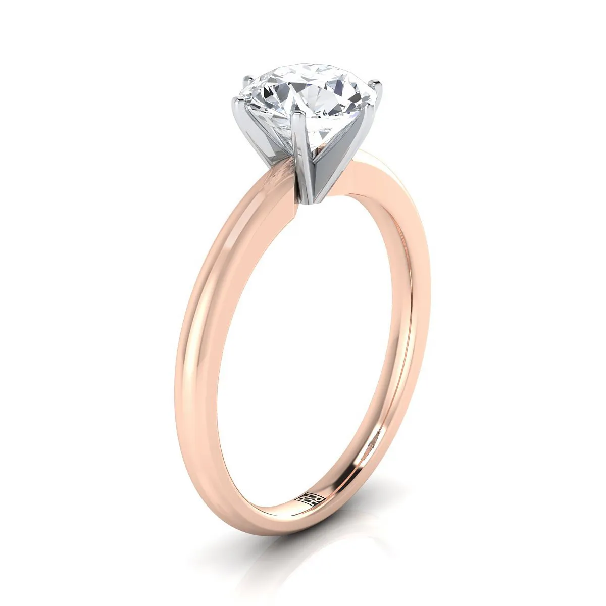 14K Rose Gold Round Brilliant  Timeless Comfort Fit Engagement Ring