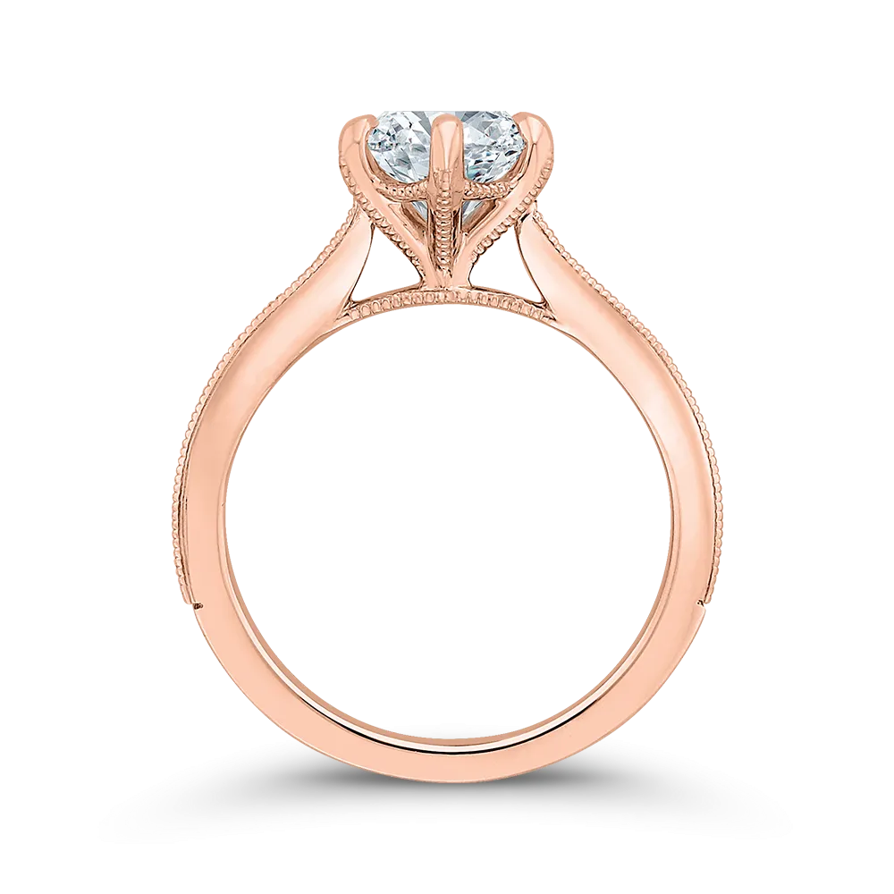 14K Rose Gold Round Diamond Engagement Ring (Semi Mount)