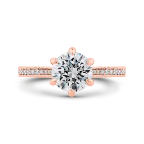 14K Rose Gold Round Diamond Engagement Ring (Semi Mount)