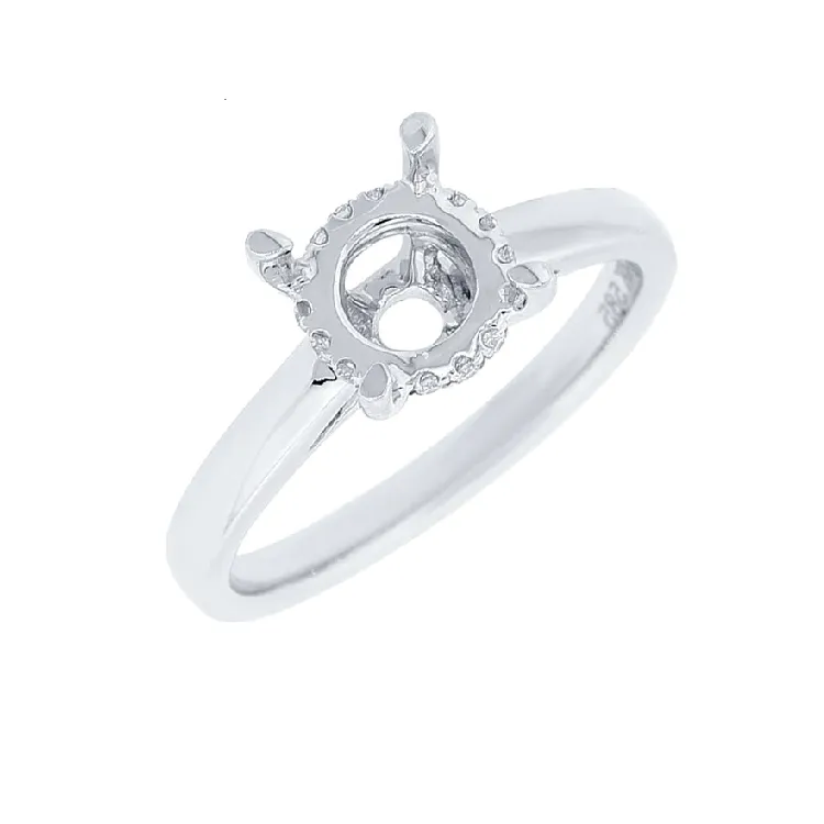 14k White Gold 0.07Ct Diamond Engagement Ring Mounting