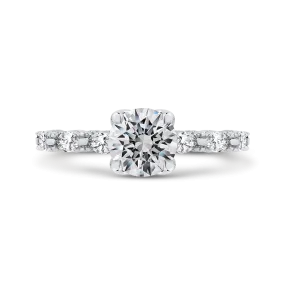 14K White Gold Round Cut Diamond Engagement Ring (Semi Mount)