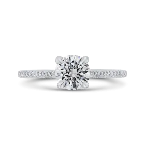 14K White Gold Round Diamond Engagement Ring (Semi Mount)