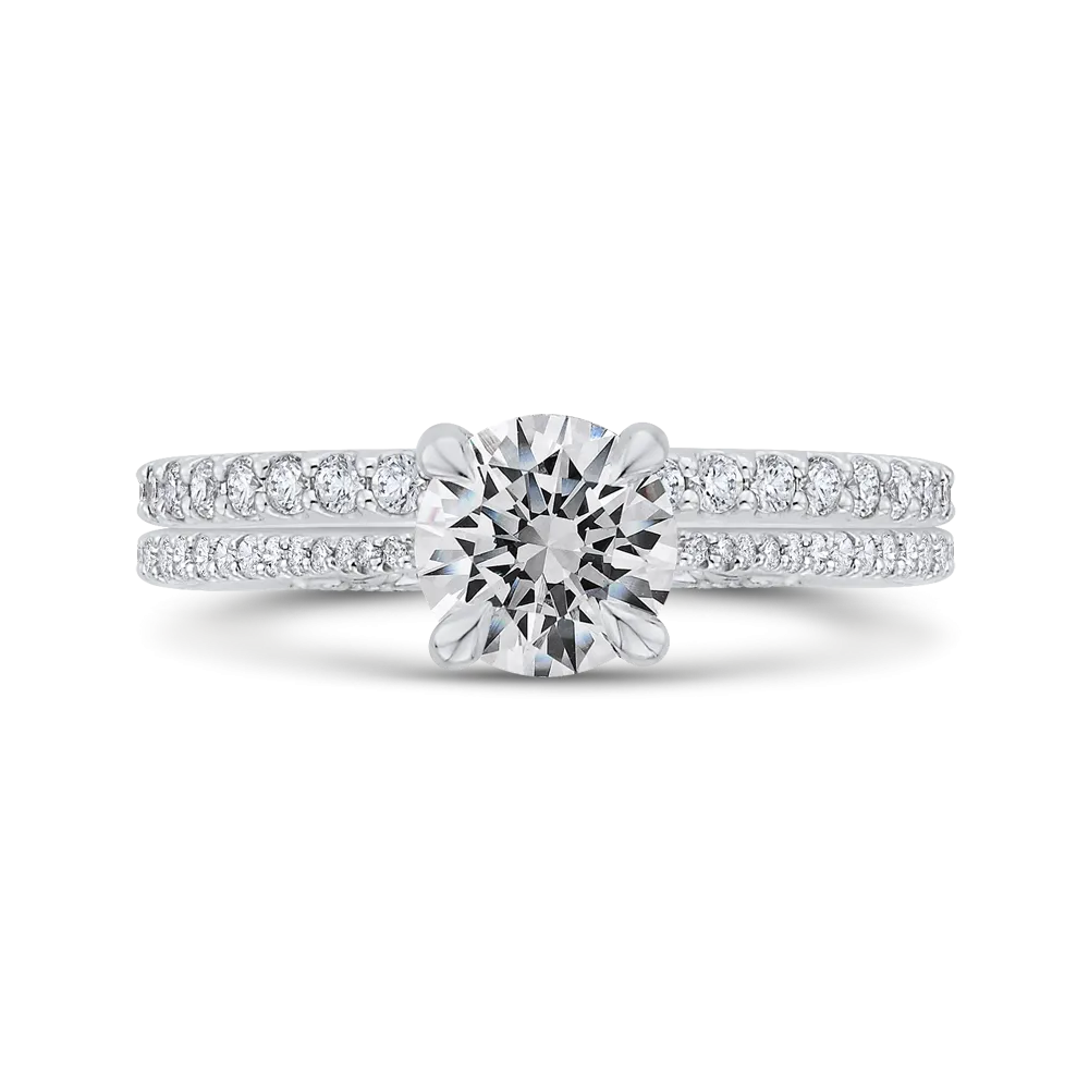 14K White Gold Round Diamond Engagement Ring (Semi Mount)