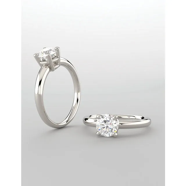 14K White Gold Round Engagement Ring 122231:496:P