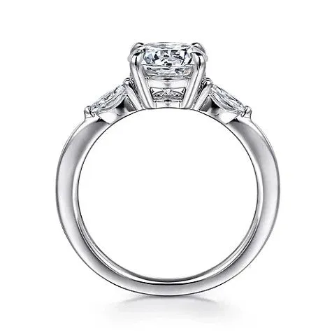 14K White Gold Semi-Mount Diamond Engagement Ring with 0.17 carat total weight side diamonds