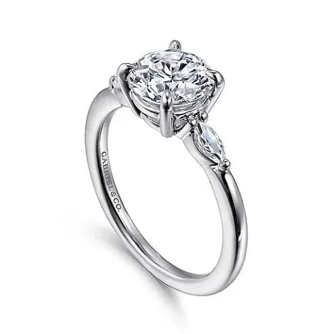 14K White Gold Semi-Mount Diamond Engagement Ring with 0.17 carat total weight side diamonds