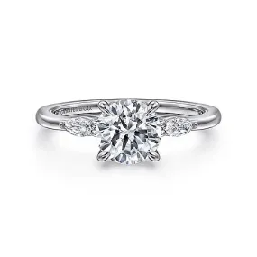 14K White Gold Semi-Mount Diamond Engagement Ring with 0.17 carat total weight side diamonds