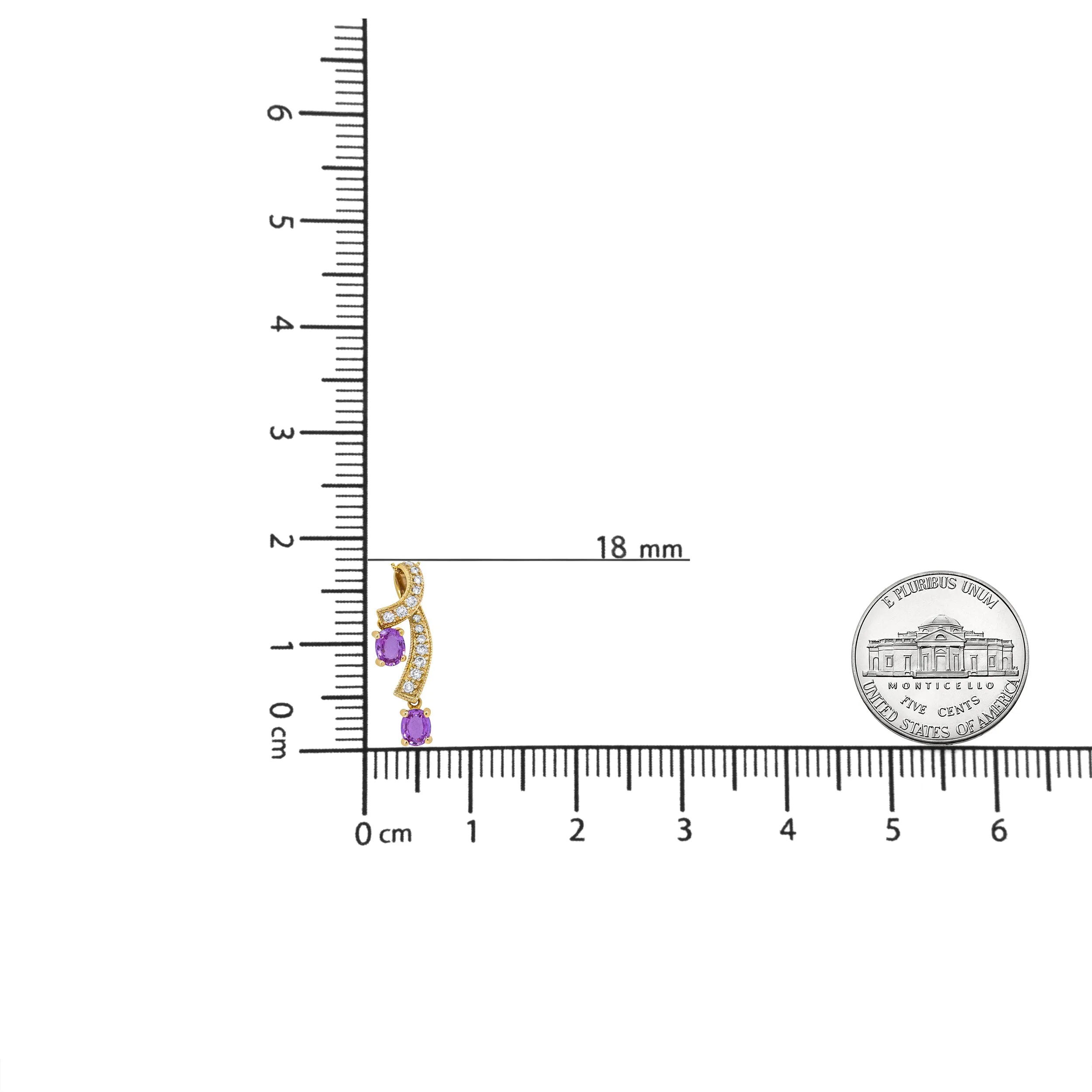 14K Yellow Gold 6x4mm Oval Pink Sapphire and 1/5 Cttw Round Diamond Pendant Necklace -