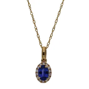 14K Yellow Gold Sapphire and Diamond 18" Necklace