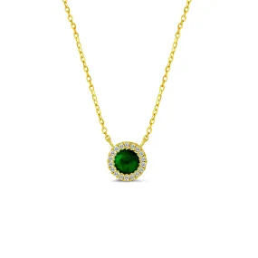 14KW 18D0.10CT,1EM0.30CT,ROUND DIAMOND/EMERALD NK (118N402276Y14EM1)