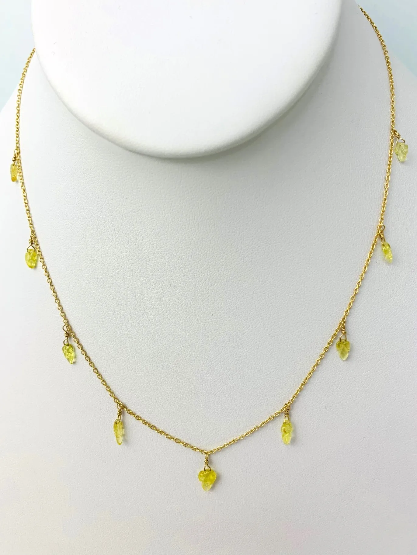 16" Carved Yellow Sapphire Leaf Dangle Necklace in 18KY - NCK-333-DNGGM18Y-YS-16