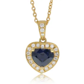 18ct Yellow Gold Sapphire & Diamond Pendant