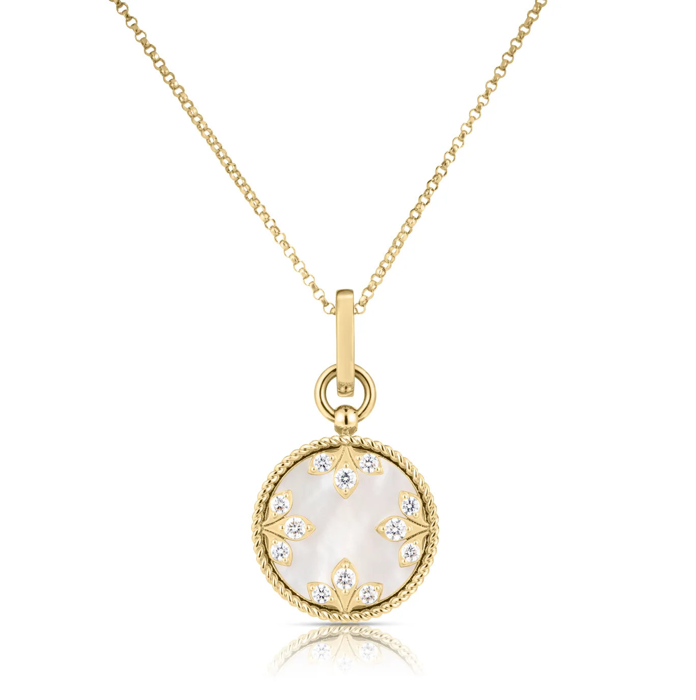 18K Gold Small Medallion Diamond Necklace