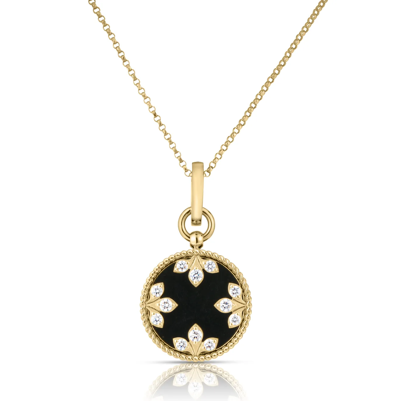 18K Gold Small Medallion Diamond Necklace