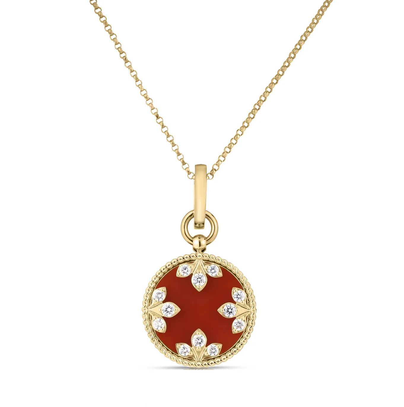 18K Gold Small Medallion Diamond Necklace