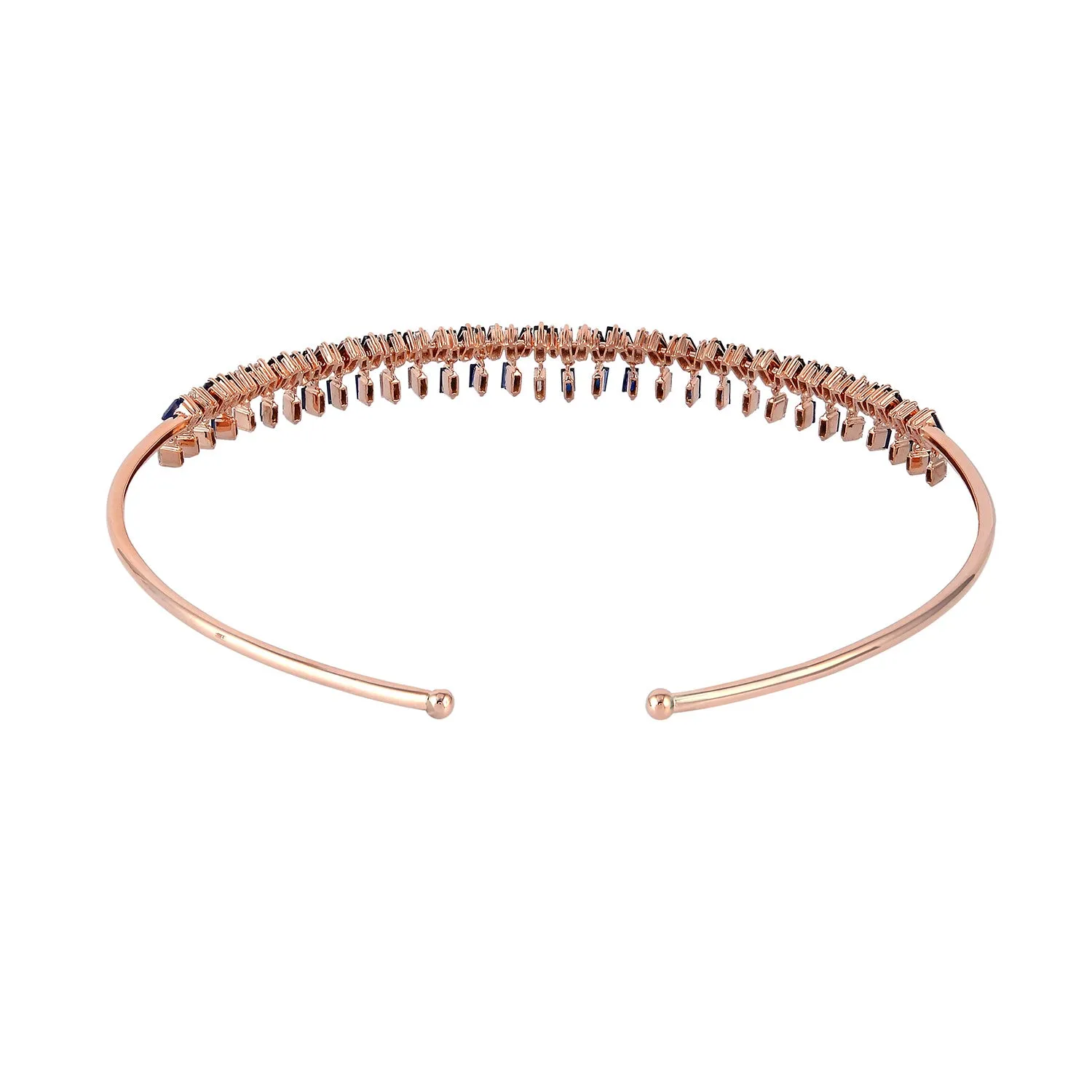 18k Rose Gold Prong Baguette Sapphire & Diamond Beautiful Cuff Choker Necklace