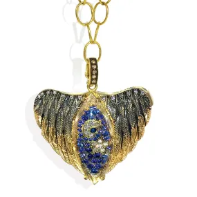 18kt Green Gold Pavé Angel Wings Locket