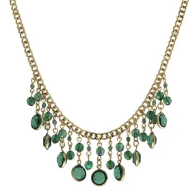 2028 Jewelry Emerald Green Ab Crystal Drop Bib Necklace 16"   3" Extender