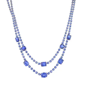 37.11Ct Sapphire and 37.76Ct Small Sapphire Two-Tiered Necklace in 18K White Gold, 18-20in