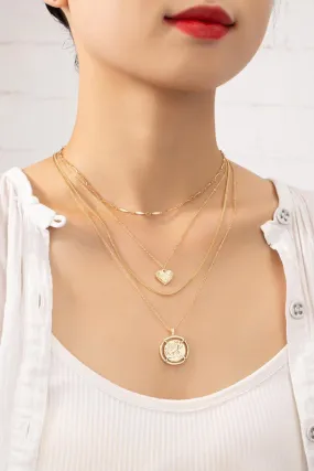 4 row delicate chain choker with heart and coin