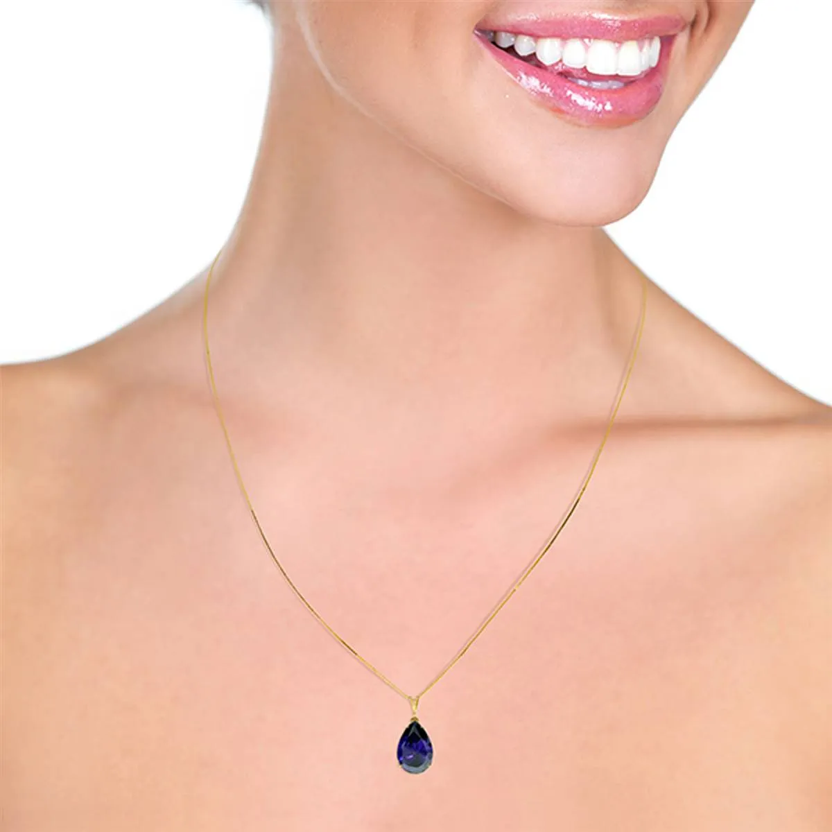 4.65 Carat 14K Solid Yellow Gold Sensual Inspiration Sapphire Necklace