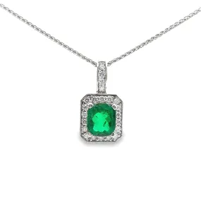 4.83 Carat Emerald 18k White Gold Pendant Necklace