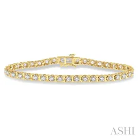 5 ctw Round Cut Diamond Tulip Bracelet in 14K Yellow Gold