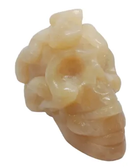 513G Yellow Jade Crystal Medusa Skull